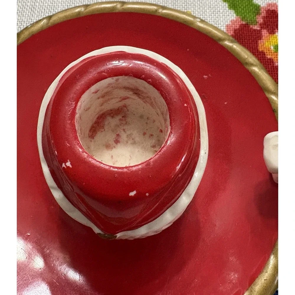 VTG Christmas SANTA CLAUS Head Noel Ceramic‎ Candle Holder LEGO 1959 Japan